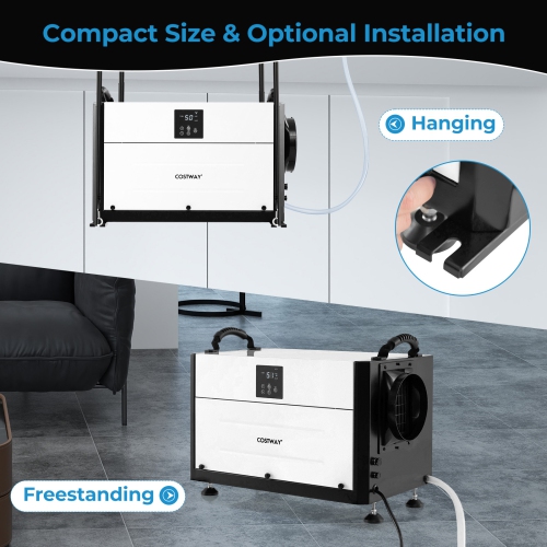Costway 155/192 Pint Crawl Space Dehumidifier Commercial Dehumidifier with 3 Modes & 24H Timer Blue/White