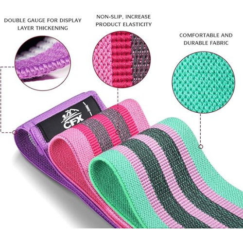 Bandes de résistance 3 ensembles, boucles d'exercice de qualité supérieure avec design antidérapant pour HIPS et fessiers, 3 bandes élastiques de