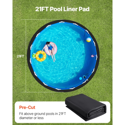 Doublure de piscine ronde VEVOR 21&nbsp;pi, doublure de piscine pour piscines hors terre, tapis de piscine très épais, protection contre les