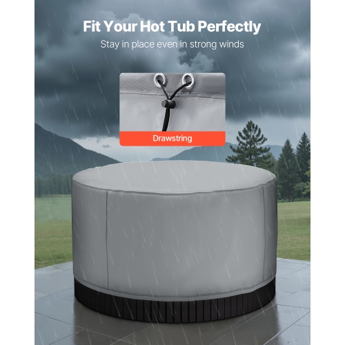 VEVOR 79 x 79 x 33 Inch Outdoor Hot Tub Cover, Weatherproof and Waterproof Hot Tub Cover Protector, 420D Heavy Duty Oxford Fabric and 950N Tearing