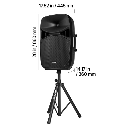 VEVOR 2000W Portable PA System, Sound System Set with 3 Channel Mixer, Dual Speakers, Wireless Bluetooth, Microphone, Compact Stands, USB & SD