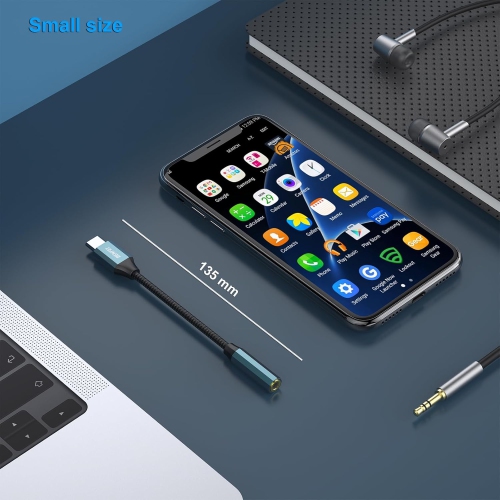 BENFEI USB-C to 3.5mm Adapter, with DAC, Female Headphone Jack, Grey