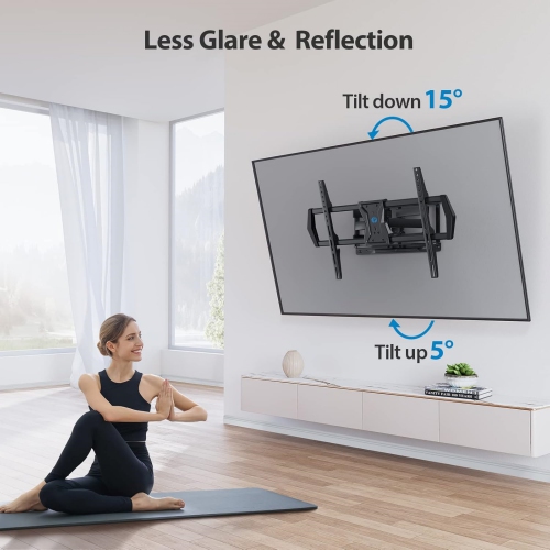 Full Motion TV Wall Mount for 37-75 inch TVs up to 100 lbs, Bracket with Dual Articulating Arms, Swivel, Tilt, Max VESA 600 x 400mm, Fits 12”/16”