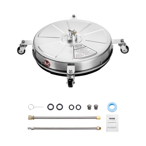 VEVOR 18" Pressure Washer Surface Cleaner, Stainless Steel Pressure Washer Attachments with 4 Wheels, 4000 Max PSI, 1/4 Quick Connector, 2 Spray
