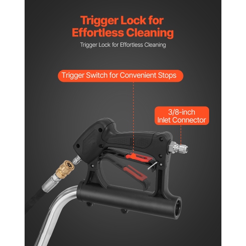 VEVOR 24" Pressure Washer Surface Cleaner, Stainless Steel Pressure Washer Attachments with 4 Wheels, 4000 Max PSI, 3/8 Quick Connector, 2 Spray