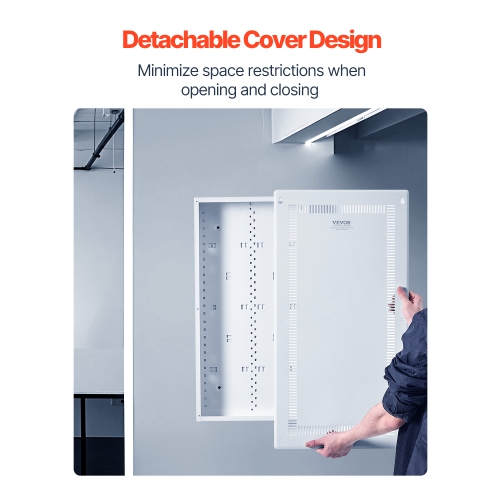 Boîtier multimédia structuré VEVOR de 28&nbsp;po, boîtier multimédia encastré avec couvercle, trousse de gestion de câbles mural, armoire multimédia
