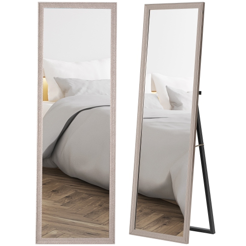 HOMCOM 64" x 21" Full Length Mirror, Free Standing, Wall Mounted or Leaning Against Wall, Rectangular Full Body Mirror with Frame for Living Room,