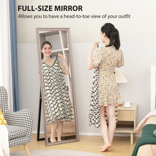 HOMCOM 64" x 21" Full Length Mirror, Free Standing, Wall Mounted or Leaning Against Wall, Rectangular Full Body Mirror with Frame for Living Room,