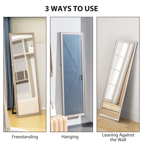 HOMCOM 64" x 21" Full Length Mirror, Free Standing, Wall Mounted or Leaning Against Wall, Rectangular Full Body Mirror with Frame for Living Room,