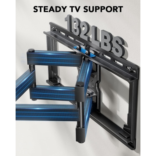 Full Motion TV Wall Mount for 42-85 inch Flat Screen LED TV up to 132lbs Swivel Dual Articulating Arms Tilt, Tool-Free Tilt Max VESA 600x400mm, Fits