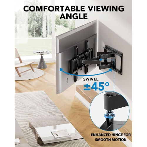 Full Motion TV Wall Mount for 42-85 inch Flat Screen LED TV up to 132lbs Swivel Dual Articulating Arms Tilt, Tool-Free Tilt Max VESA 600x400mm, Fits