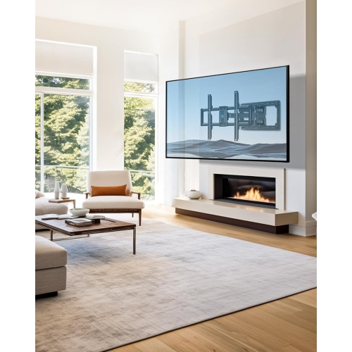 Full Motion TV Wall Mount for 42-85 inch Flat Screen LED TV up to 132lbs Swivel Dual Articulating Arms Tilt, Tool-Free Tilt Max VESA 600x400mm, Fits