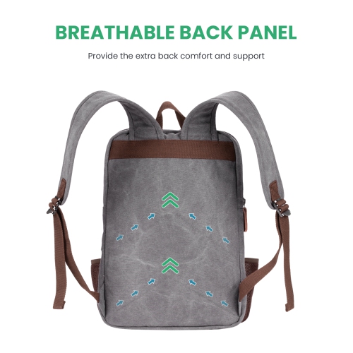 Meidale Canvas Backpack for Men Women| Vintage Rucksack Fits Most 15.6" Laptop, Bookbag with USB Charging Port - Grey