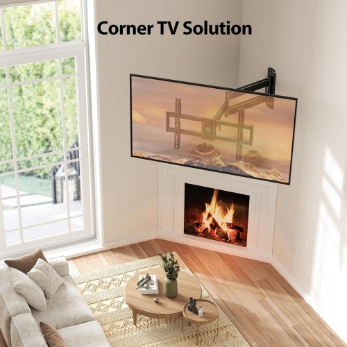 Full-Motion Long-Arm TV Wall Mount for 32-75 Inch TVs up to 100 lbs, Wall Mount TV Bracket with 32.37” Extension, Swivel & Tilt, Space-Saving Corner