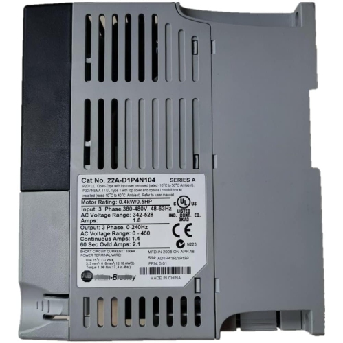 22&nbsp;A-D1P4N104, entraînement c.a. PowerFlex 4 0,4 KW 0,5 Hp VFD 22&nbsp;A-D1P4N104