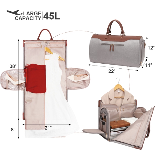 Meidale Carry on Garment Bags for Travel, Convertible Garment Duffel Bag with Shoulder Strap for Men Women- 2 in 1 Hanging Suitcase Suit Travel Bags