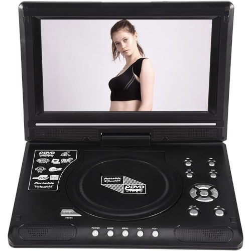 Portable mobile DVD player, 9-inch LCD video player with 270° rotating screen, 480×234 resolution, supports reading SD/MMC/USB