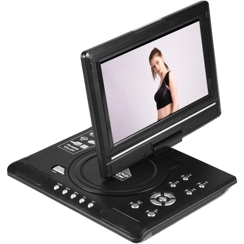 Portable mobile DVD player, 9-inch LCD video player with 270° rotating screen, 480×234 resolution, supports reading SD/MMC/USB