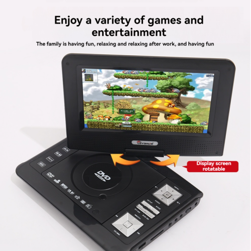 Lecteur DVD portatif avec écran de 9,8 po et capacités de jeu, rotation à 180°, compatible avec DVD, SVCD, CD, CD-R/RW, CD KODAK IMAGE, MP3, MP4