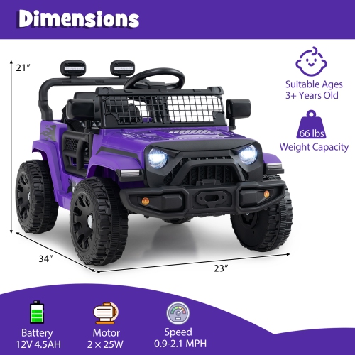 Gymax Kids Ride on Car Truck 12V Battery Powered Electric Vehicle w/ Foldable Mirrors