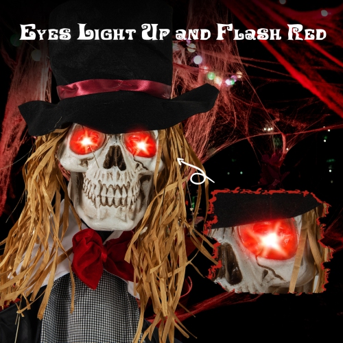 Gymax 7.2 FT Halloween Animatronic Standing Groom Haunted House Decoration Moving Head