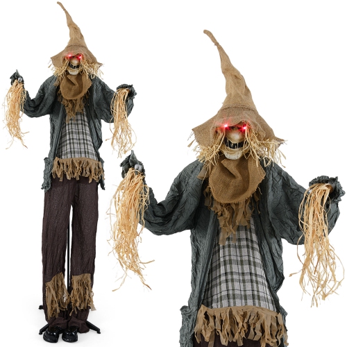 GYMAX  7 Ft Halloween Decoration Animated Standing Sound-Activated Ghost Prop