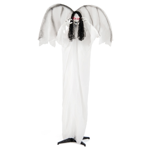 Gymax 6.6FT Halloween Animatronic Standing Angel Holding Book Haunted House Decoration