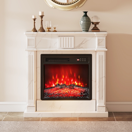 Gymax 18'' Electric Fireplace Insert 750W/1500W Fireplace Heater w/ Remote Control