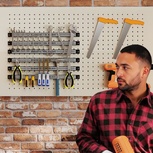 Gymax 18'' Magnetic Tool Holder Strip w/ Mounting Screws Space-Saving Magnet Organizer