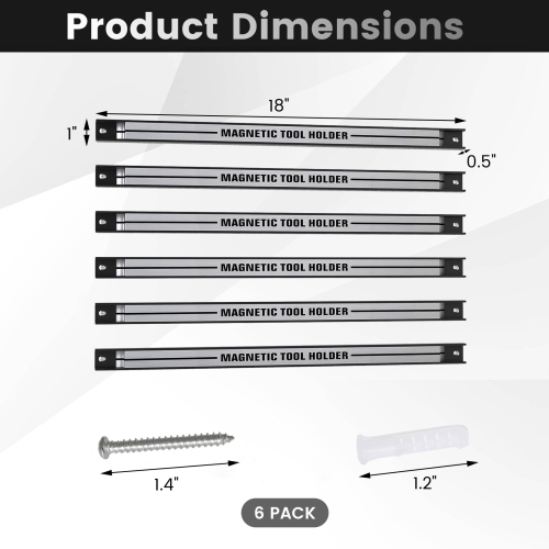 Gymax 18'' Magnetic Tool Holder Strip w/ Mounting Screws Space-Saving Magnet Organizer
