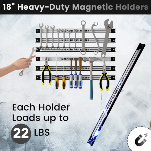 Gymax 18'' Magnetic Tool Holder Strip w/ Mounting Screws Space-Saving Magnet Organizer