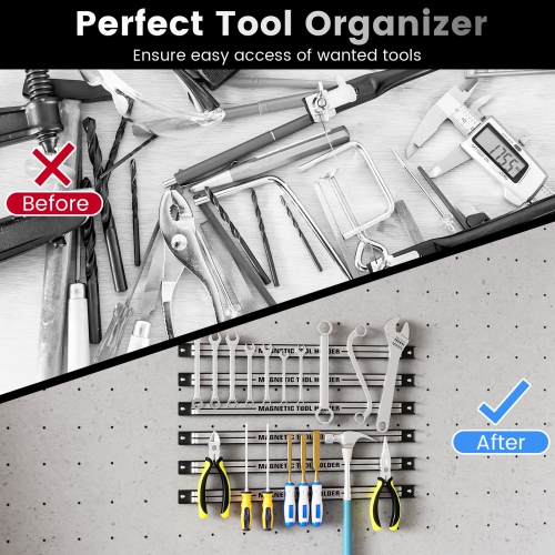 Gymax 18'' Magnetic Tool Holder Strip w/ Mounting Screws Space-Saving Magnet Organizer