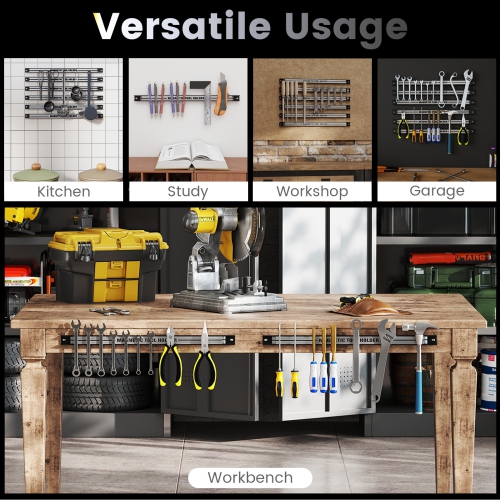 Gymax 18'' Magnetic Tool Holder Strip w/ Mounting Screws Space-Saving Magnet Organizer