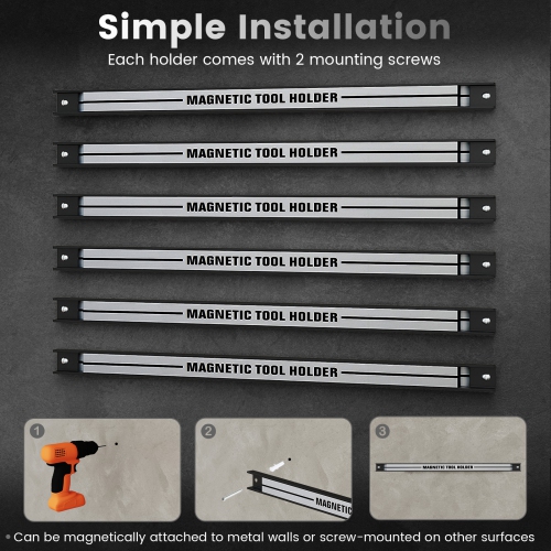 Gymax 18'' Magnetic Tool Holder Strip w/ Mounting Screws Space-Saving Magnet Organizer