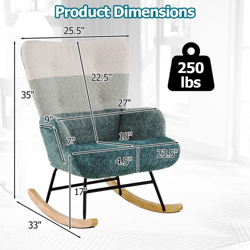 Gymax Nursery Rocking Chair w/ Ergonomic Armrests & High Backrest Side Pocket