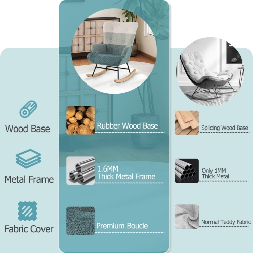 Gymax Nursery Rocking Chair w/ Ergonomic Armrests & High Backrest Side Pocket