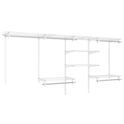 Gymax Wire Closet Organizer System Wall-mounted Adjustable Storage Shelves Coats White