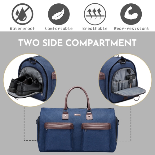Meidale Convertible Garment Bag with Toiletry Bag | Carry On Garment Duffel Bag for Men, Women Travel | Multi-Function Suit Bag 2 in 1 Hanging