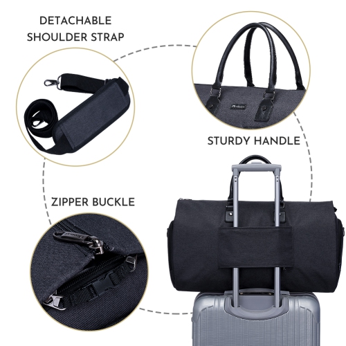Meidale – Sac à vêtements convertible avec sac de toilette | Sac polochon de cabine pour hommes et femmes en voyage | Sac multifonctionnel pour