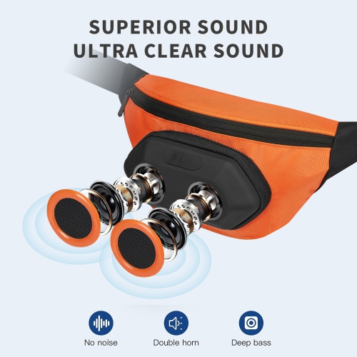 Outdoor waist bag Bluetooth speaker: dual speakers+ sports detachable crossbody bag+waist bag audio+wireless portable audio + sports cycling,