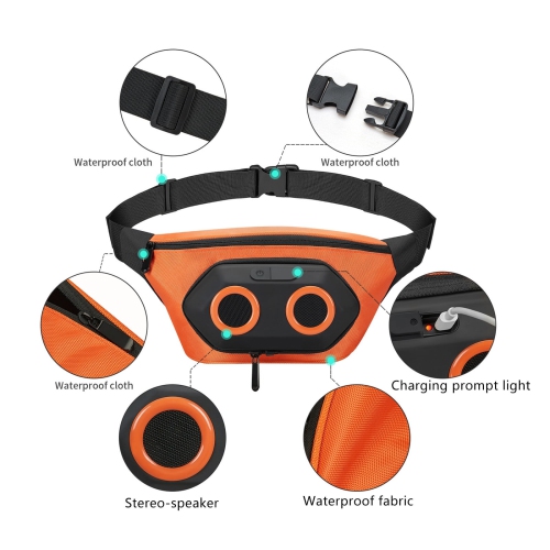 Outdoor waist bag Bluetooth speaker: dual speakers+ sports detachable crossbody bag+waist bag audio+wireless portable audio + sports cycling,