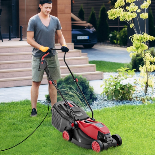 Costway Electric Corded Lawn Mower 10/12-AMP 13/14-Inch Walk-Behind Lawnmower with Collection Box