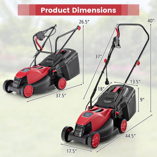 Costway Electric Corded Lawn Mower 10/12-AMP 13/14-Inch Walk-Behind Lawnmower with Collection Box