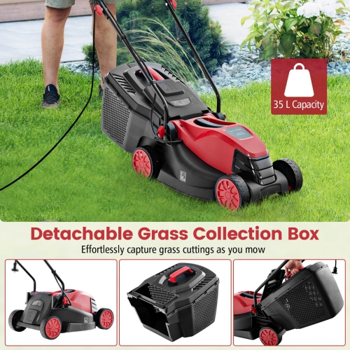 Costway Electric Corded Lawn Mower 10/12-AMP 13/14-Inch Walk-Behind Lawnmower with Collection Box