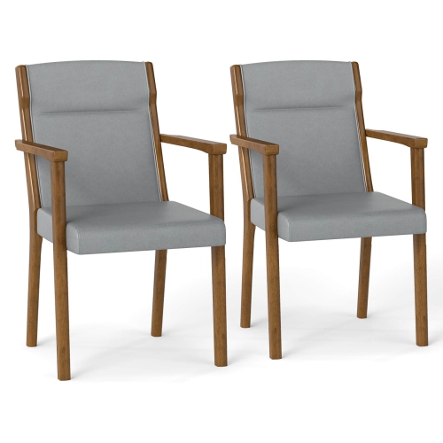 Costway 2/4 PCS Mid-Century Modern Dining Chairs Upholstered Wooden Accent Chairs with Headrest