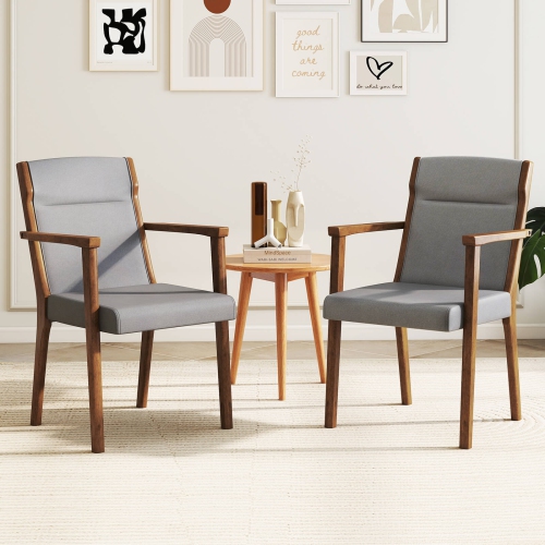 Costway 2/4 PCS Mid-Century Modern Dining Chairs Upholstered Wooden Accent Chairs with Headrest