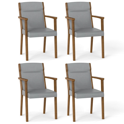 Costway 2/4 PCS Mid-Century Modern Dining Chairs Upholstered Wooden Accent Chairs with Headrest