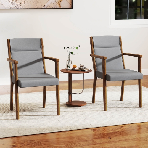 Costway 2/4 PCS Mid-Century Modern Dining Chairs Upholstered Wooden Accent Chairs with Headrest