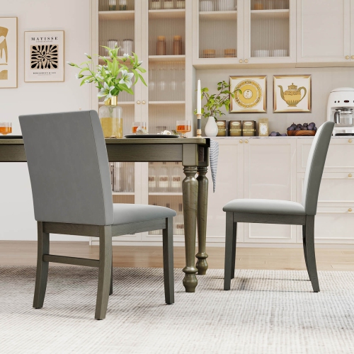 Costway Upholstered Dining Chairs Set of 2/4 with Rubber Wood Legs Padded Seat & High Back