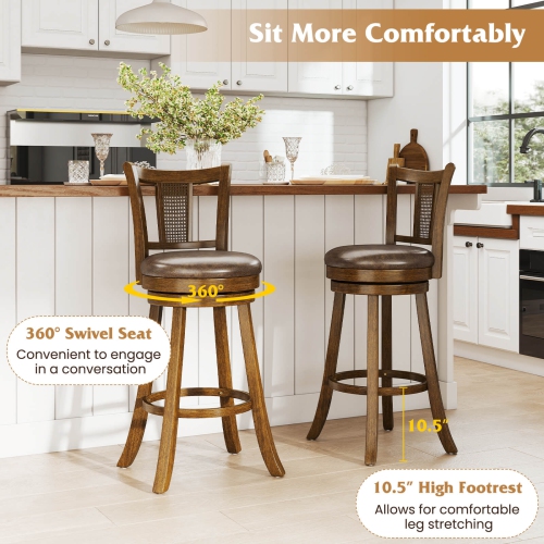 Ensemble 2/4 de tabourets de bar pivotants de 30 po de Costway avec dossier et repose-pieds en rotin de polyéthylène